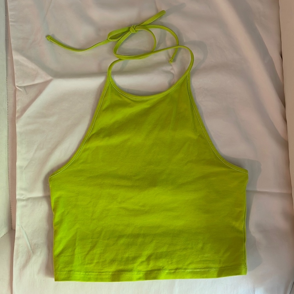 H&M Divided brand lime green halter top